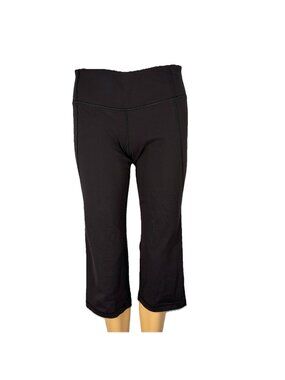 Lululemon Gather & Crow Crop Leggings Black Size 8 Yoga Running Fitness Gym